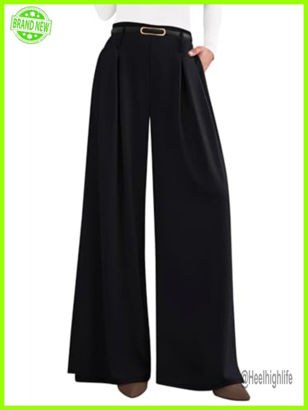 Wide Leg High Waist Dress Pants Flowy Trousers Work